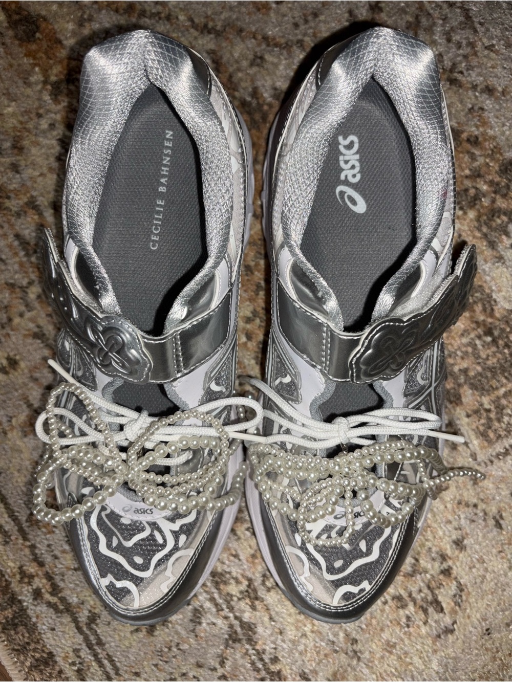 Asics Silver Metallic Cecilie Bahnsen Women's Athletic Sneakers size 9 1/2